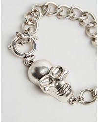 Reclaimed Vintage Skull Chain Bracelet In Silver