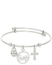 Steel By Design Stainless Steel Faith Charm Expandable Bangle Bracelet