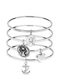 Steel By Design Stainless Steel Inspirational Initial Bangle Bracelets Set Of 4