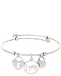 Steel By Design Stainless Steel Love Charm Expandable Bangle Bracelet