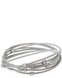 Steel By Design Stainless Steel Multi Cable Crystal Rolling Bracelet