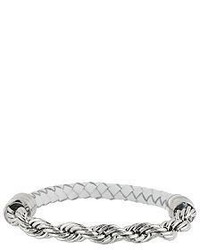 Steel By Design Stainless Steel Twisted Rope Chain And Braided Leather Bracelet