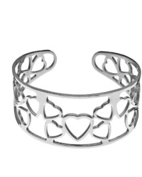 Steel City Stainless Steel Openwork Heart Cuff Bracelet