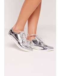 Missguided Metallic Brogues Silver