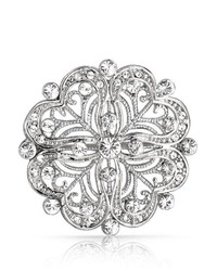 Bling Jewelry Vintage Style Cz Clover Flower Pin Heart Bridal Brooch Silver Tone