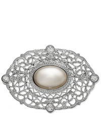 Downton Abbey Brooch Silver Tone Belle Epoque Glass Pearl And Crystal Filigree Bar Pin
