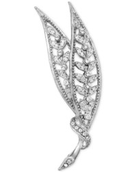 Downton Abbey Brooch Silver Tone Crystal Filigree Leaf Bar Pin
