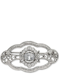 Downton Abbey Brooch Silver Tone Navette Crystal Oval Pin