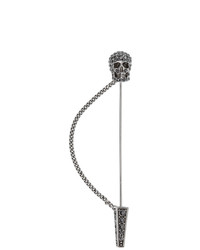 Alexander McQueen Gunmetal Skull Pin Brooch