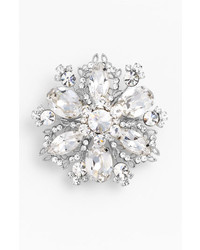 Nina Treasure Floral Crystal Brooch Silver Clear Crystal