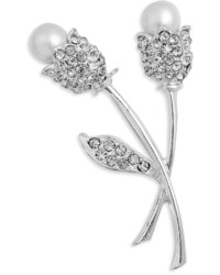 Charter Club Silver Tone Crystal Bouquet Pin