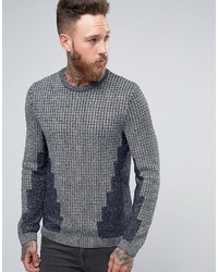 Asos Cable Knit Sweater In Metallic Yarn With Rib Detail