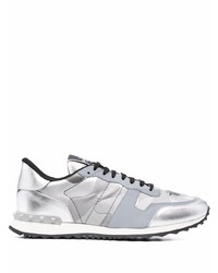 Silver Camouflage Leather Athletic Shoes