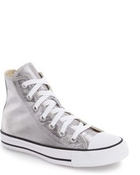 Silver Canvas High Top Sneakers