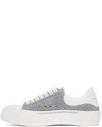 Alexander McQueen Silver Deck Lace Up Plimsoll Sneakers