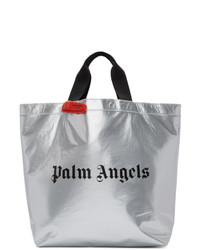 Palm Angels Silver Logo Shopper Tote