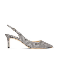 Silver Check Leather Pumps