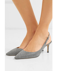 Jimmy Choo Erin 65 Glittered Prince Of Wales Checked Leather Slingback Pumps