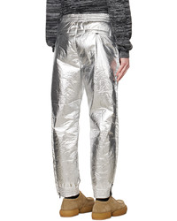 Dries Van Noten Silver Metallic Trousers