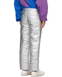 ERL Silver Woven Puffer Trousers