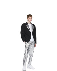 Comme Des Garcons Homme Plus White And Silver Foil Trousers