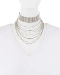 Lydell NYC Layered Multi Row Choker Necklace Silver