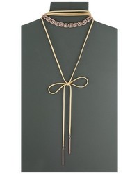 GUESS Multi Row Choker With Woven Chain And Tie Front Necklace Necklace