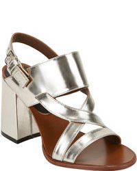 Silver Chunky Heeled Sandals