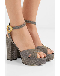 Dolce & Gabbana Embellished Lam Platform Sandals