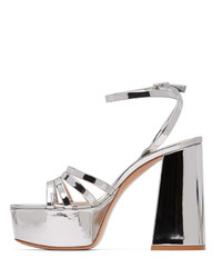 Gianvito Rossi Silver Angelica Heeled Sandals