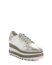 Silver Chunky Leather Oxford Shoes