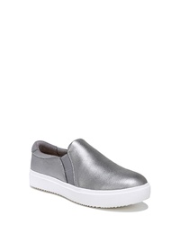 Silver Chunky Leather Slip-on Sneakers