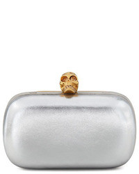 Alexander McQueen Bicolor Metallic Skull Clasp Clutch Bag Goldsilver