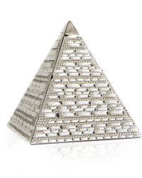 Judith Leiber Couture Austrian Crystal Pyramid Clutch Bag Silver Rhine