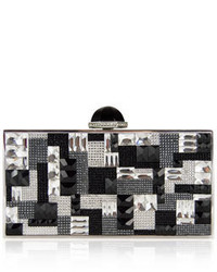 Judith Leiber Couture Perfect Rectangle Crystal Clutch Bag Silver Multi