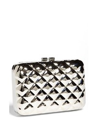 Glint Quilted Metal Clutch Silver