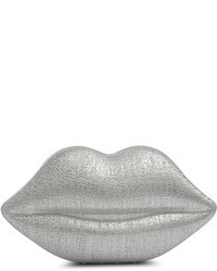 Lulu Guinness Lips Perspex Silver Clutch