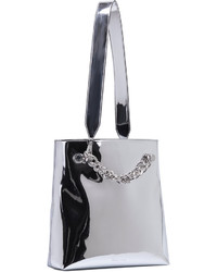 Van Metallic Chain Clutch Bag Wstrap Silver Specchio