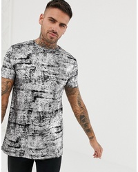 ASOS DESIGN Longline T Shirt With Burnout Effect In Silver