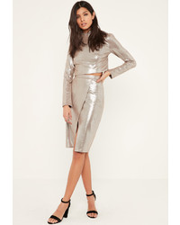 Missguided Silver Glitter Effect Faux Suede Open Back Crop Top
