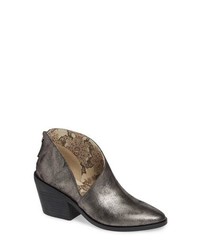 Silver Cutout Leather Ankle Boots