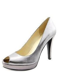Calvin Klein Sandie Size 9 Silver Patent Leather Pumps Heels Shoes
