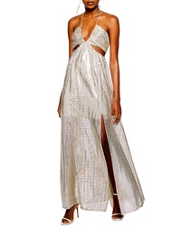 Silver Cutout Maxi Dress