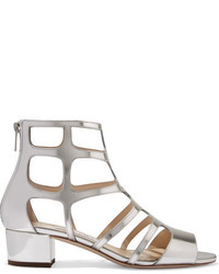 Jimmy Choo Ren 35 Cutout Mirrored Leather Sandals Silver