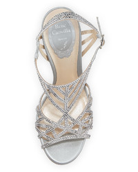 Rene Caovilla Crystal Embellished Cutout 105mm Sandal Silver