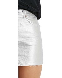 Topshop Moto High Waist Metallic Denim Miniskirt