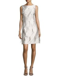 St. John Collection Bateau Neck Hand Beaded Cocktail Dress W Feathers