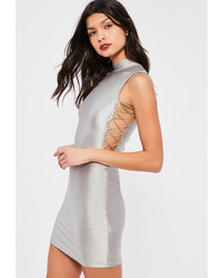 Missguided Petite Silver High Neck Dress