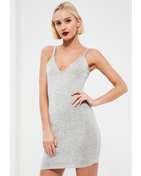 Missguided Silver Lurex Strappy Mini Dress