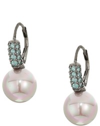 Majorica 10mm Round Pearl With Cz Sterling Silver Earrings Earring